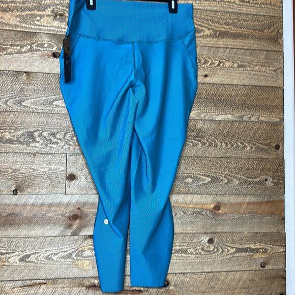 Lululemon Base Pace HR Tight 25" Two-Tone Ribbed Green Jasper/ Blue chill 14 NWT - Picture 5 of 10